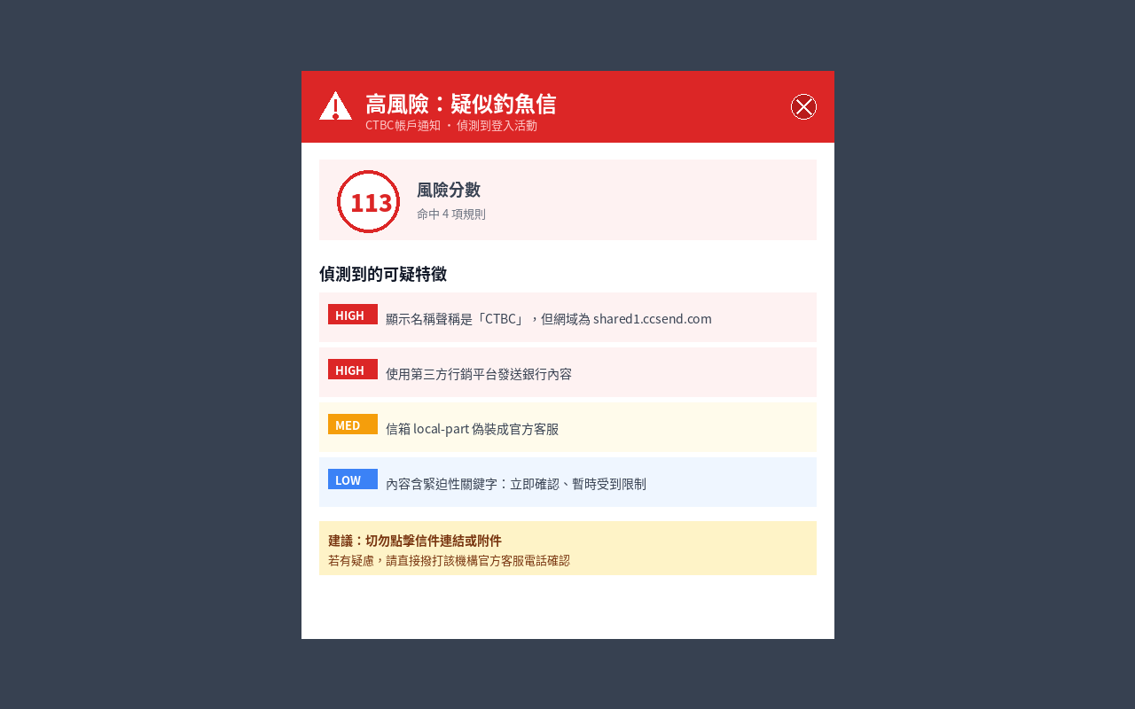 點擊徽章後顯示詳細分析報告